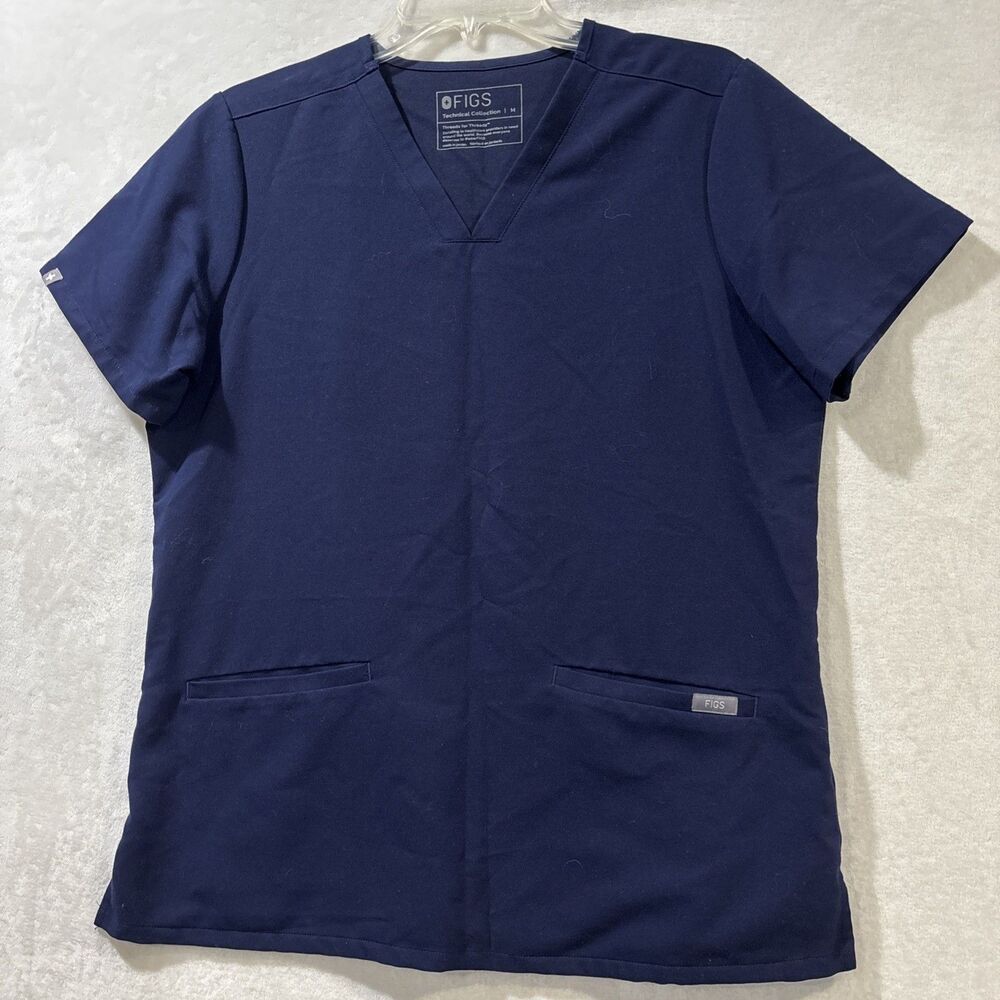 FIGS Technical Collection Casma Three-Pocket V-Neck Scrub Top Navy Blue Medium